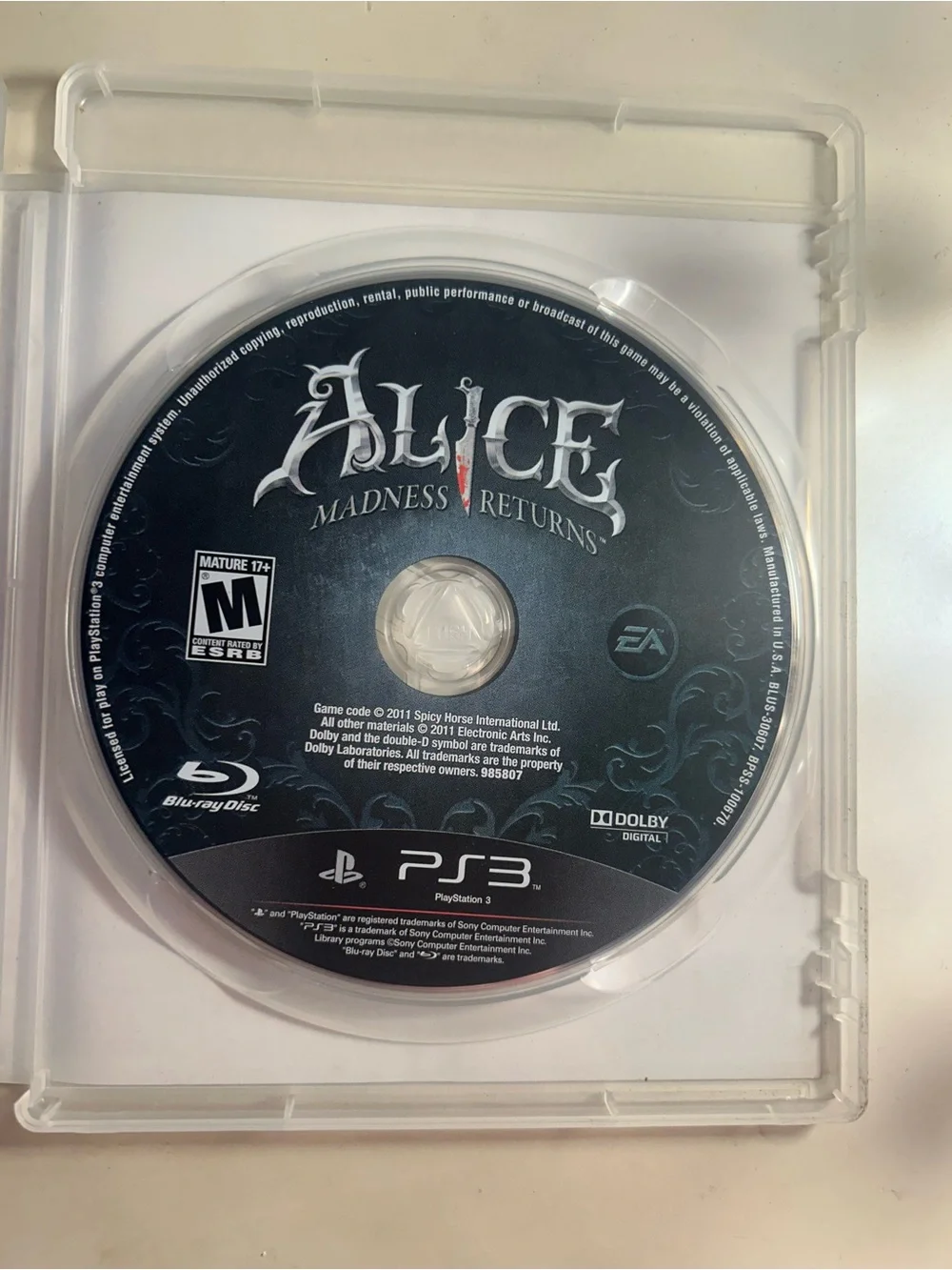 Sony PS3 Alice: Madness Returns - Black & Blue Cover